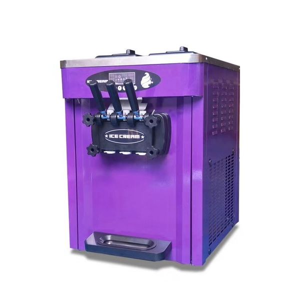 Machine à crème glacée molle commerciale en acier inoxydable, 110V-220v, 3 saveurs, de bureau, vente à faible coût