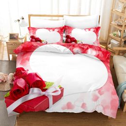 Suministro de bajo costo de nuevos juegos de cama impresos en 3D, fundas de edredón y fundas de almohada con tema del Día de San Valentín, regalos para los amantes 2635