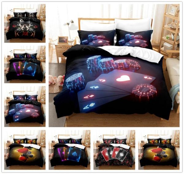 Conjuntos de ropa de cama 3D enteros con bajo personalizado Tema de póker Poliéster Polyéster Softy Skinffrate Duvet Cover Forts Children Adult Universal Q8708513