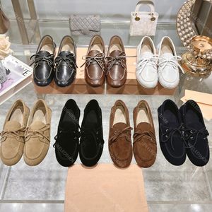 Ontwerpers schoenen voor dames koehide kasjmere patchwork ronde teen veter ballet flats loafers plat bodem oxfords casual jurk schoen 35-40