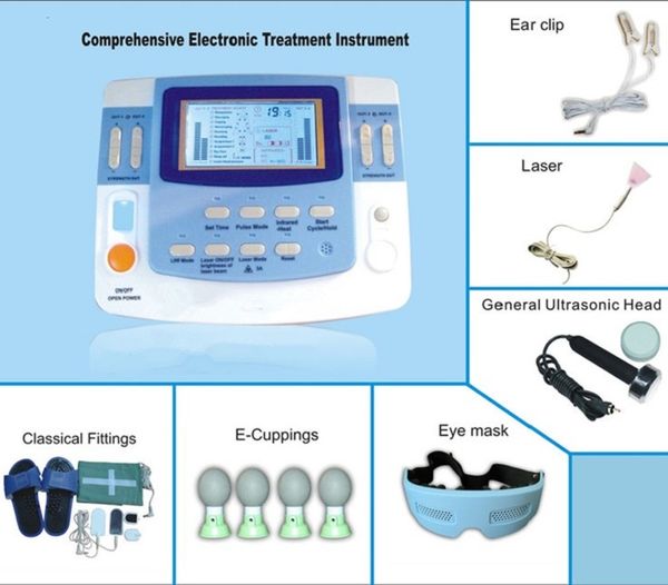 Machine à ultrasons tens ems, thérapie de physiothérapie multi basse fréquence, avec laser, chauffage, e-cup EA-F29