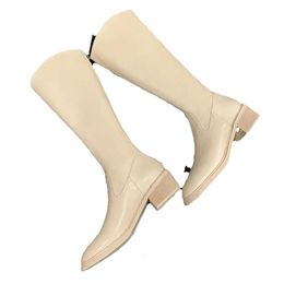 Low Genuine Back Boots Thick S Cm Women Zip Leather Heel Casual Female Slim Knee High Soft Comfortable Long Autumn Shoes Caual Shoe Boot Lim Oft Hoes Hoe lim oft hoes hoe