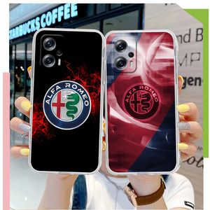 Case de téléphone claire de luxe discret A-Alfa Romeo pour Redmi Note 12 11 11t 11e 10 9 8 7 Pro Plus 5G Case Funda Coque Capa Shell Cover