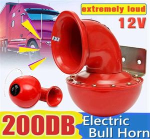 Bocina de aire de bajo consumo de energía, bocina de toro eléctrica roja de 12V, bocina de aire fuerte de 200DB, sonido intenso para coche, motocicleta, camión, Boat4911064