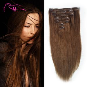 Precio bajo Bestseller Clip brasileño en extensiones de cabello Clip Extensiones de cabello humano 100g / 7pcs 10 colores Opcional Ali Magic Factory Outlet