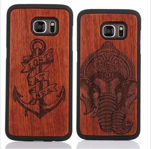 Lage Prijs Creatieve Houtsnijwerk Case Voor Samsung Galaxy S5 S6 S7 Edge S8 Plus Telefoon Cover Cases Slanke Wood Phone Case voor iPhone 6 6S Plus 7