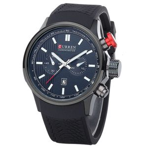 Original Vente chaude nouvelle Karien CURREN8175 montre en Silicone à la mode, mouvement japonais montre à grande plaque pour hommes