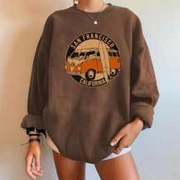 Lage Prijs Promotie Dames Sweatshirts San Francisco Californië Bussen Afdrukken Extra Misized Top Woman Drop-Shoulder Pullovers Vrouw 210909