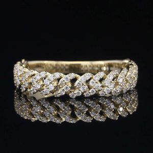 Lage prijs Ronde Cut Moissanite Diamond Ring Gold Geplaatste 925 Sterling Silver Miami Cuban Chain Design Hip Hop