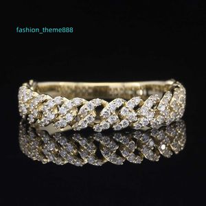 Lage prijs ronde geslepen Moissanite diamanten ring verguld 925 sterling zilver Miami Cubaanse kettingontwerp hiphopring