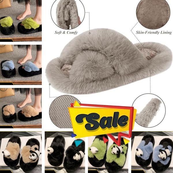 Bas prix Pantoufle Sandales Designer Hommes Femmes De Luxe Laine Fourrure D'hiver Moelleux Fourrure Chaude Sandales Confortable En Peluche Fille Pantoufles eur36-41