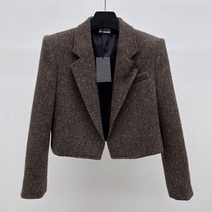 Lage prijs, pak met broche, visgraatpatroon, wol, klein pak, winter high-end vintage plaid short jas