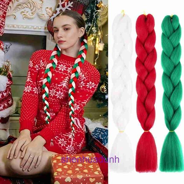 Prix à bas prix pour femmes coiffure en ligne boutique en ligne grosse tresse perruque colorée sale corde de Noël fibre synthétique grand reggae hip-hop tressé