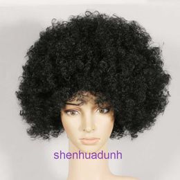 Pelucas para mujeres de bajo precio cabello en línea Wig Wig corto Curly Fashionable Street Dance Negro PP Explosivo Head de moda Hip-hop Wig Dadema
