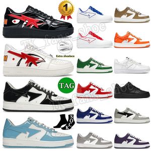 Low TOP Designer Bapestar lakleren platform sneaker voor heren Dames luxe skateboarden Wit Rood Groen Shark Shark Wit A Bathing Ape Star SK8 Trainer Dhgate