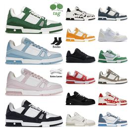 Low Top Fashion Designer Casual Chaussures Femmes Hommes Denim V Baskets Fleurs Marque Blanc Noir Bleu Vert Rouge Jaune Orange Luxe Cuir De Veau Baskets De Sport Taille 36-45