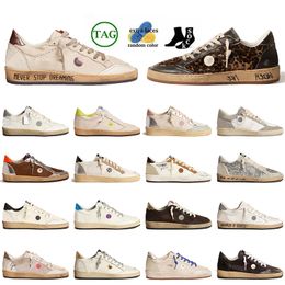 Low Top OG Ball Star Gold Glitter Original Designer Casual Chaussures Italie Marque Femmes Faits À La Main En Cuir Daim Baskets Argent Upper Vintage Plateforme Baskets Mocassins