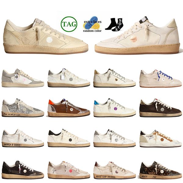 Low Top OG Ball Star Daim Designer Fait à la main Chaussures décontractées en cuir Or Glitter Baskets de luxe Italie Marque Supérieure Femmes Hommes Mocassins Vintage Argent Baskets