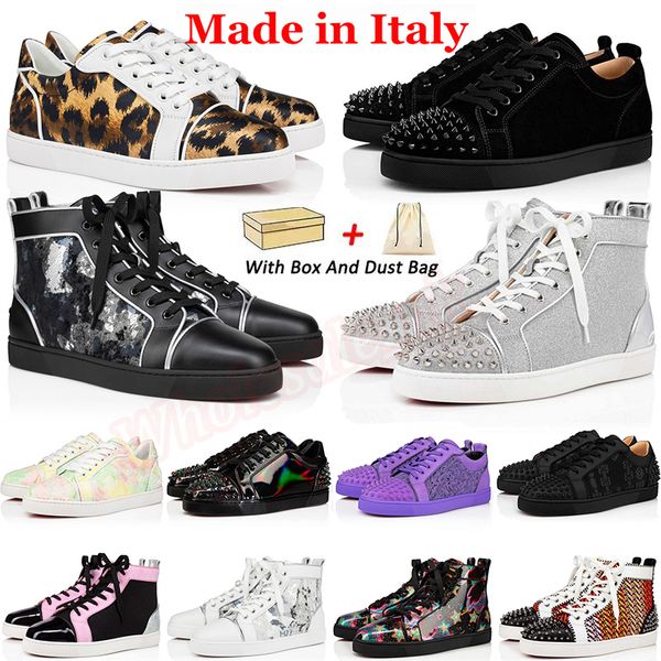 Zapatillas de deporte de la parte superior baja hecha en Italia zapatos casuales para hombres diseñador de hombres spikes junior spikes de cuero plano de cuero suela de plataforma vintage 30 30