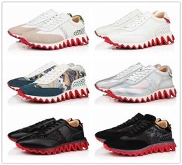 Tops basse chaussures de robe de requin luxe Loubishark Red Flat baskets élastique Calfskin Design Comfort Run Run Walk Casual Sharks 9903891