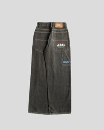 Taille basse rétro Alien broderie femmes jean mode Baggy jambe droite pantalon Y2k Denim pantalon décontracté lavé 240201