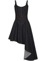 LOW2023WE Street Style Jurken luxe merk ontwerper Anagram geborduurd logo Moving CASTLE Bustier jurk satijn tie-dye katoen Asymmetrische denim corset jurk