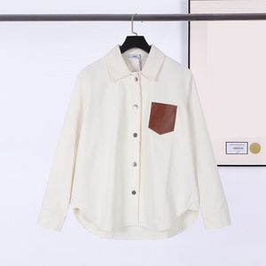 Camisa vaquera de cuero con bolsillo Lowe, chaqueta para hombre, moda para mujer, peso pesado, camisetas de algodón Oxford para parejas, camisetas informales de manga larga, camisas casuales de moda de verano, camisas de lujo