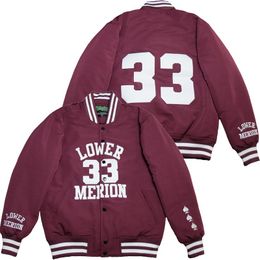 Lower Merion Jackets 33 Vino Rojo Gris Color Talla S-XXL Baloncesto Chaqueta