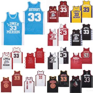 LOWER MERION Jerseys College BRYANT Basketball Moive High School ALTERNATE COLOR-SPLIT SYLE Couleur de l'équipe Noir Rouge Blanc Bleu Université Vintage HipHop Shirt