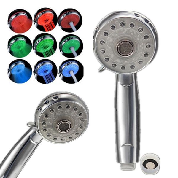 Precio más bajo Ajustable 3 Modo 3 Color LED Cabezal de ducha Sensor de temperatura RGB Baño Aspersor Producto de baño Y200109