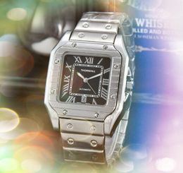 Prix le plus bas Men Watch Gentalmen Luxury Premium Horloge en acier inoxydable Power Power Square Roman Tank Ligne Squelette Cadrée Squelle Face Tumer Cool Wristwatch Cadeaux