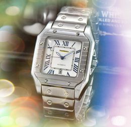 Prix le plus bas Men Watch Gentalmen Luxury Premium Horloge en acier inoxydable Power Power Square Roman Tank Ligne Squelette Dalle Face Chaîne Bracelet Cadeau de bracelet