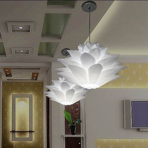 Prix le plus bas en vente bricolage moderne pomme de pin suspension créative lys lotus roman led e27 35/45/55 cm iq puzzle lampe blanc
