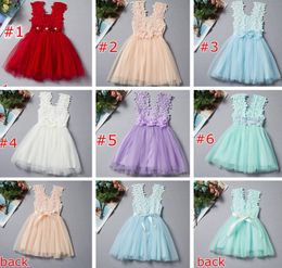 El precio más bajo, vestido de encaje para niñas de verano, vestido de chaleco de ganchillo de encaje para niñas, vestido de princesa para niñas, chaleco de ganchillo sin mangas, vestido de encaje, 6 colores a elegir