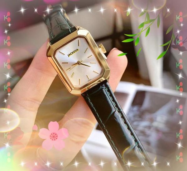 Precio más bajo, reloj con movimiento de cuarzo con esfera cuadrada súper pequeña para mujer, reloj de pulsera con correa de cuero genuino popular, reloj de negocios, todo el crimen, relojes de oro rosa, regalos