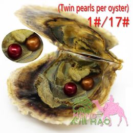 Prix le plus bas en gros de haute qualité 6-7mm rond Akoya jumeau perle huître perle huître fête cadeau d'anniversaire