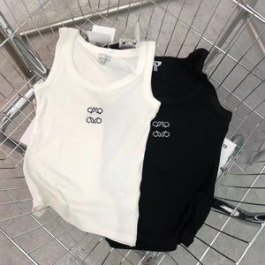 Loweve tank top women Tops con logotipo bordado, traje corto de verano para mujer, traje expuesto al ombligo, camisetas sin mangas deportivas elásticas, chaleco para mujer, jersey de punto, Top corto