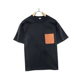 Camiseta Lowewe de diseñador, camisetas originales de calidad para hombre, nuevas de cuero con bolsillo, camiseta de manga corta holgada informal a la moda para parejas