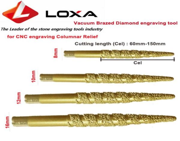 LOXA outils de gravure diamant brasés sous vide CNC peu de gravure pour machine CNC sculpture 3D outil de Relief de colonne outils en pierre 1924422