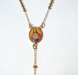 Loyal Cool 22 K 24 K Thai Baht Fine Gold Film / Crucifix Pendant Rosario Rosary Perles Collier Chaîne 60cm + 10 cm Long5636149