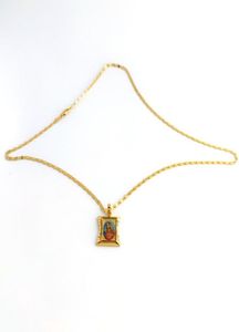 Leal Santo Colgante Madre 18 K Amarillo Oro Sólido GF CZ Lady Mary diosa icono Collar Fino Cadena 600mm 24 pulgadas1111851