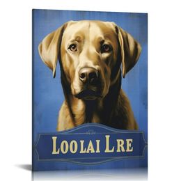 Affiche vintage de Loyal Labrador Pet Dog, Design par l'artiste Retrocket Studio Wall Art, Gray Framed