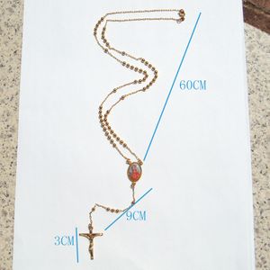 Femmes fidèles 22 K 24 K Baht thaïlandais fin or rempli croix Crucifix pendentif Rosario chapelet perles collier chaîne