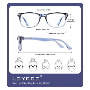 Loycco Blue Light bloquant les lecteurs carrés flexibles anti-Eyeetrain pour les femmes lisant des lunettes
