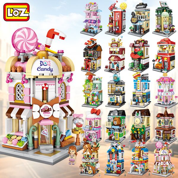 Loz bloque mignon mini magasin de rue enfants jouets éducatifs petits boutiques Brinquedos Building Bricks Girl Cadeaux 1621 - 1652