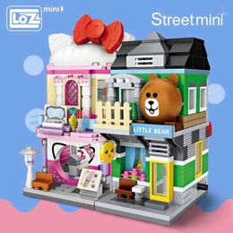 Loz Mini Block Mini Street City D Bouwstenen Huis Cartoonwinkel Model Diy Assembly Toys For Children Educational Anime Fun J220624