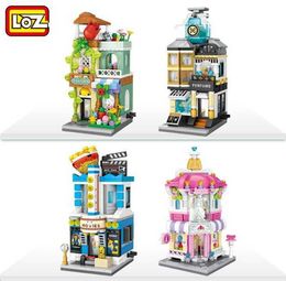 LOZ Mini Bloques Serie de la ciudad Bloques de construcción de la calle Vestido de novia de flores Película Tienda de perfumes Modelo con valor de colección Juguetes Q0823