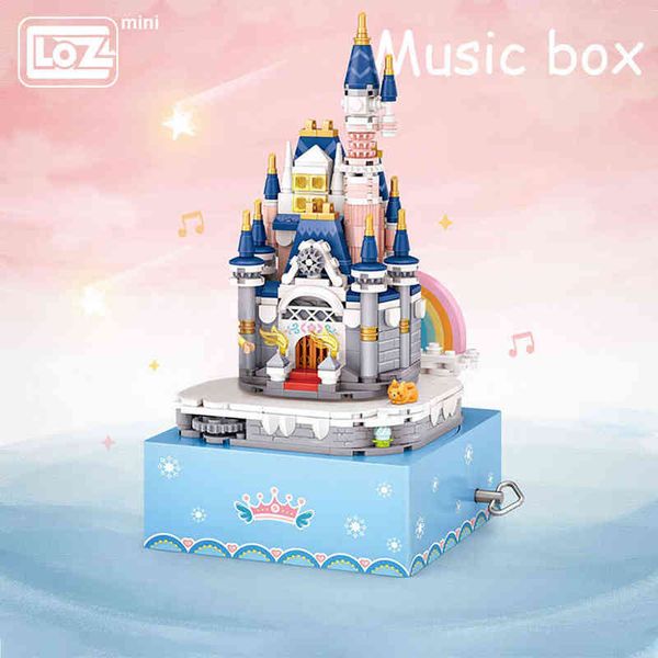 Loz Mini Bâtiment Château De Princesse Huit Boîte À Musique Boîte À Musique Rotative Petit Grain Bâtiment En Bois Jouet Cadeau Modèle Puzzle Jouet J220624