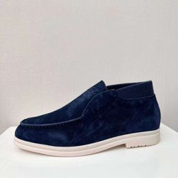 LP -ontwerper Loro Piano Men Top Kwaliteit Casual schoenen Luxe modeschoenen Piana Suede lederen pedalen Loafers platte bodem enkele schoenen Lazy brede voetheren schoenen