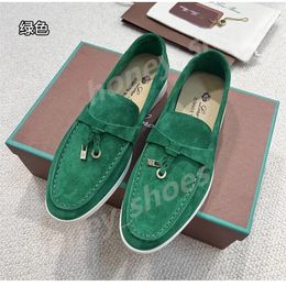 LP Dress Designer herenschoenen voor dames Loafers Topkwaliteit kasjmier lederen kwastjes Hoge elastische runderpeesbodem Casual platte hak Zachte zool Jurkschoen Zwart H41